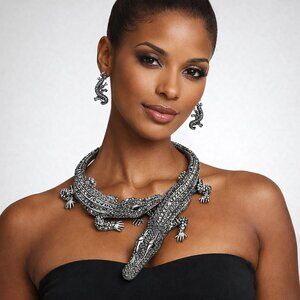 Runway Crocodile Statement Necklace Set